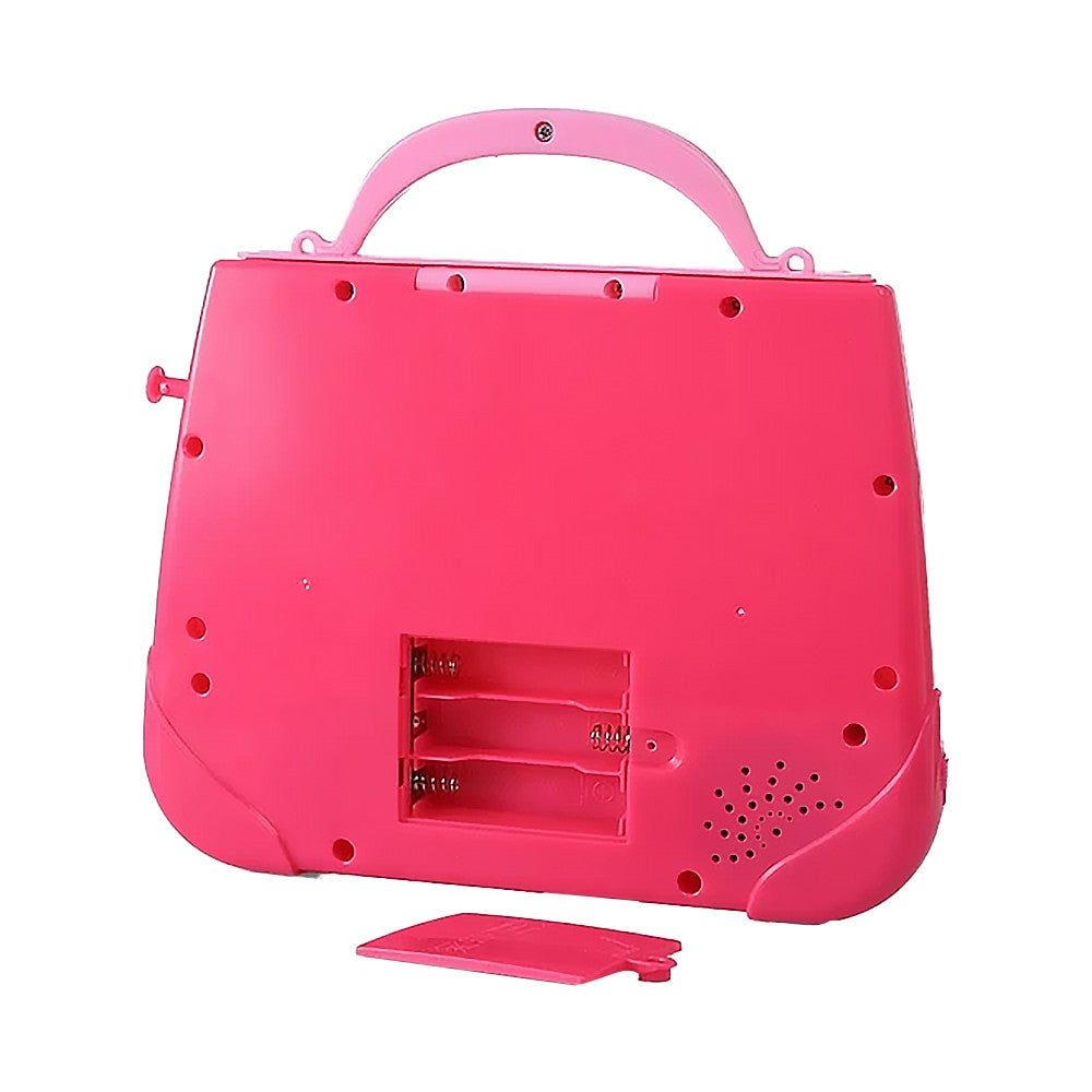 Portable Kids Karaoke Machine Battery Powered Music Player Toy Bag with Microphone Pink