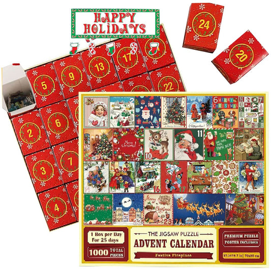 2Pcs Christmas Advent Calendar Jigsaw Puzzles Xmas Countdown Calendar Puzzles