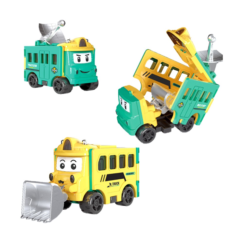 4Pcs Flip Transformable 2-in-1 Engineering Vehicle Sliding Toy Cars For Kids