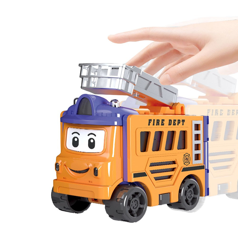 4Pcs Flip Transformable 2-in-1 Engineering Vehicle Sliding Toy Cars For Kids