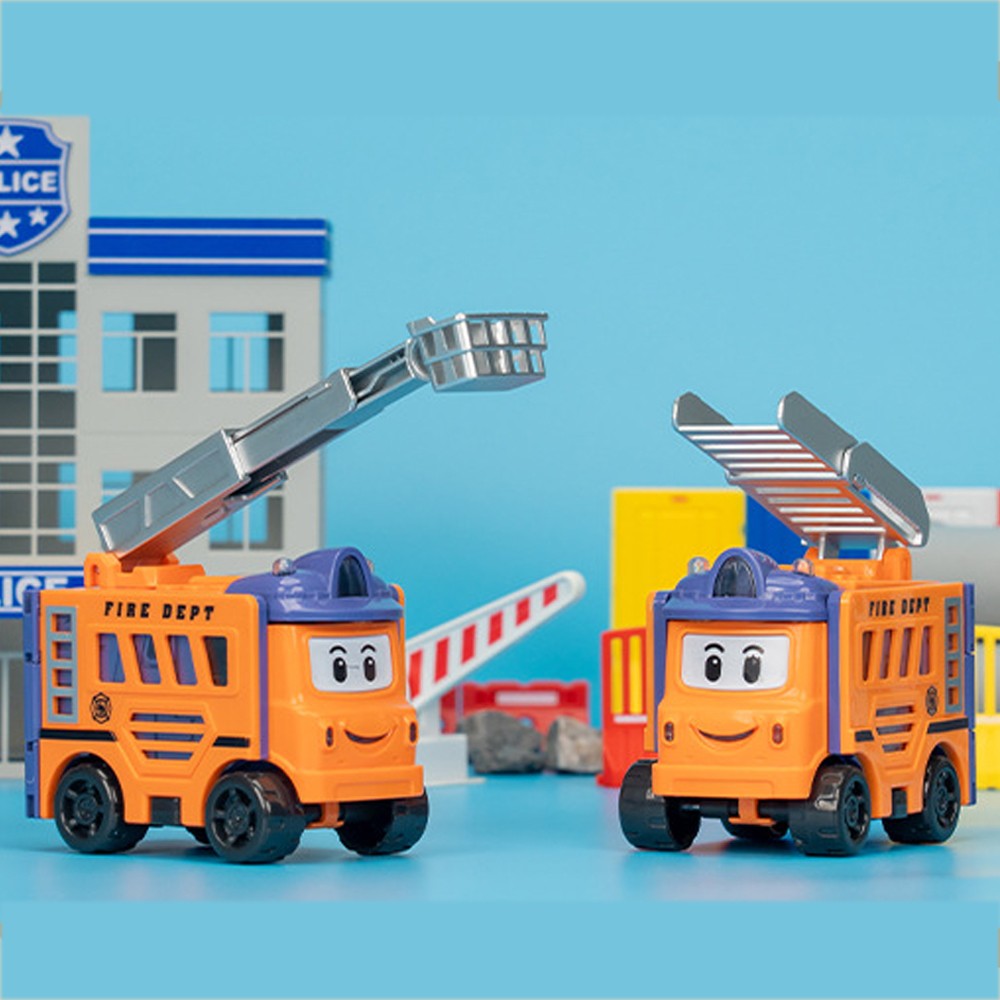 4Pcs Flip Transformable 2-in-1 Engineering Vehicle Sliding Toy Cars For Kids