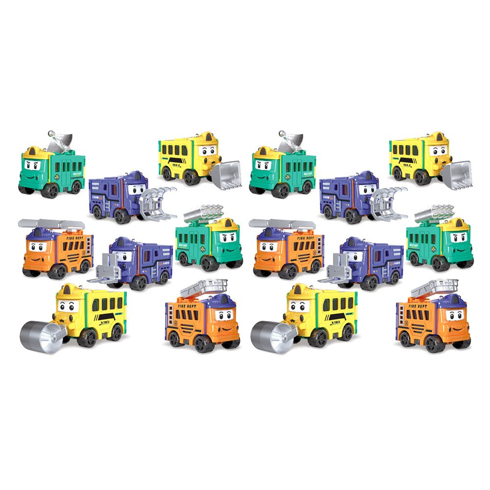 8Pcs Flip Transformable 2-in-1 Engineering Vehicle Sliding Toy Cars For Kids