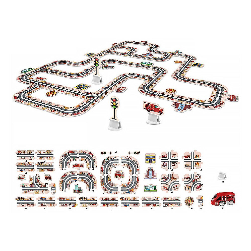 Red 44-Piece DIY Assembling RailCar Set Puzzle Track Car   Educational Toys