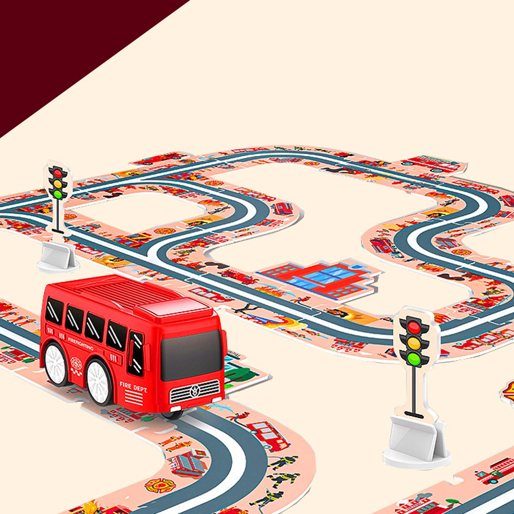 Red 44-Piece DIY Assembling RailCar Set Puzzle Track Car   Educational Toys