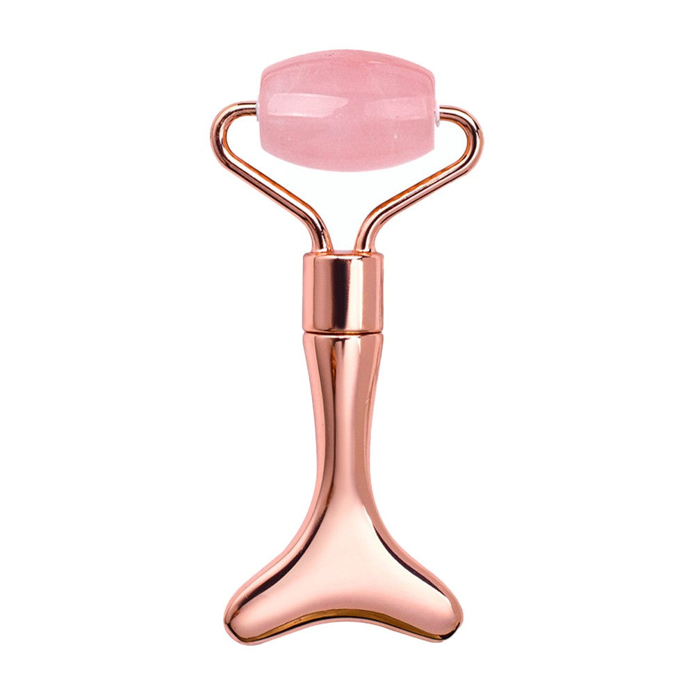 Multi-function Jade Face Roller Gua Sha Board Facial Massager Gua Sha Tool - Rose Gold