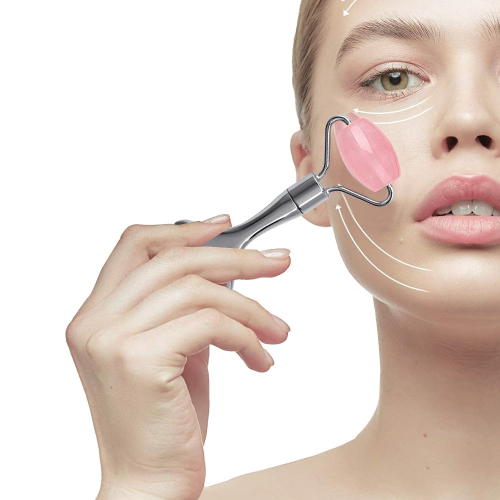 Multi-function Jade Face Roller Gua Sha Board Facial Massager Gua Sha Tool - Silver