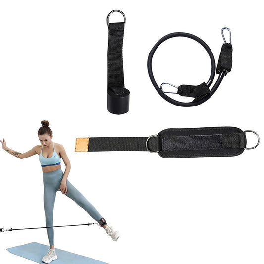 3Pcs Ankle Resistance Band Set Leg Training Resistance Band Fitness Training Equipment - Black