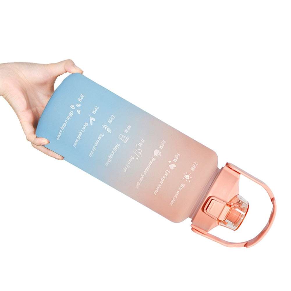 3-Piece Transparent Motivational Water Bottles with Time Markings - Pink