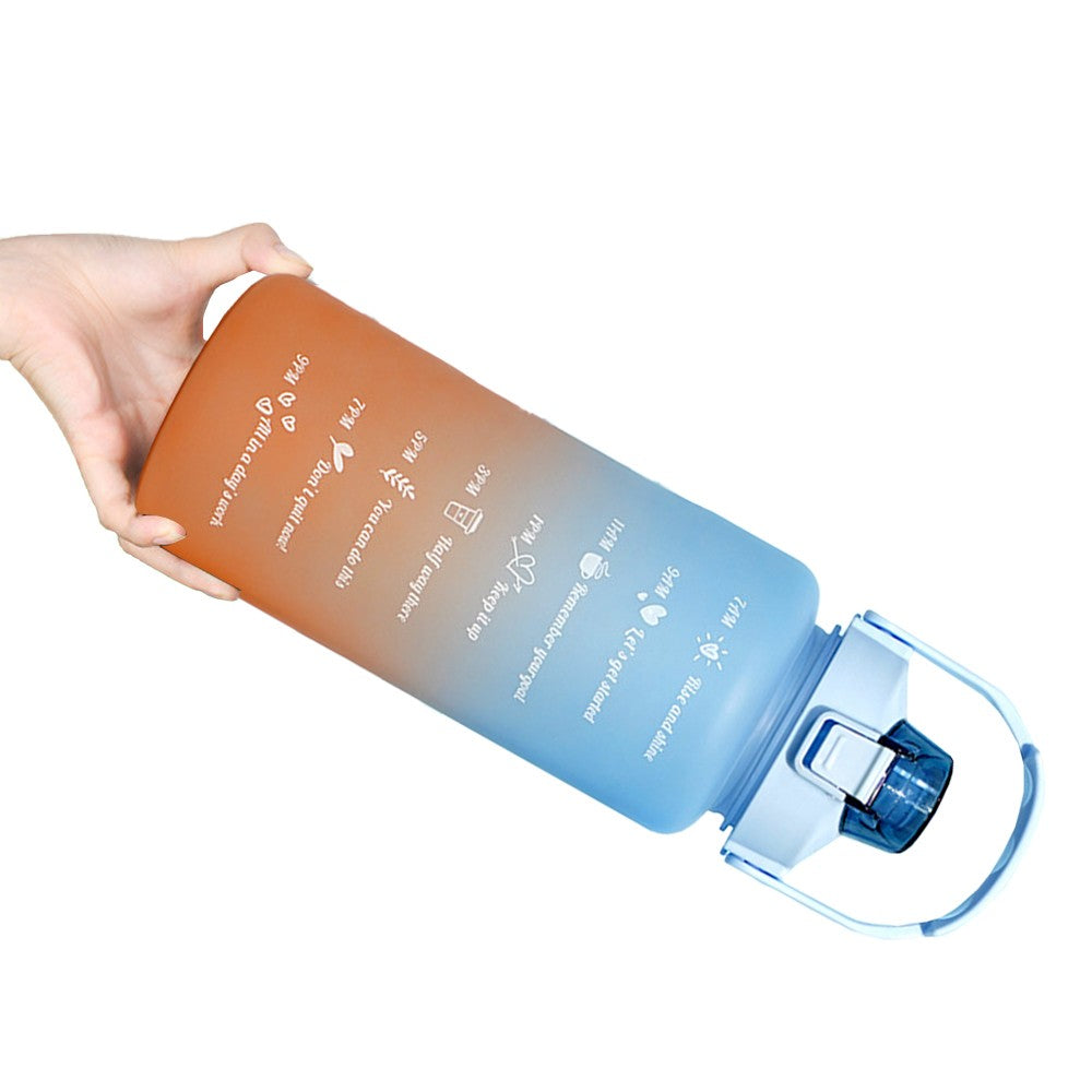 3-Piece Transparent Motivational Water Bottles with Time Markings - Orange