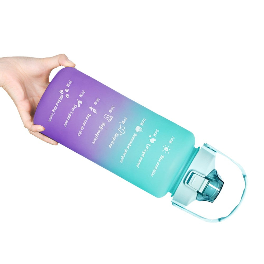 3-Piece Transparent Motivational Water Bottles with Time Markings - Purple
