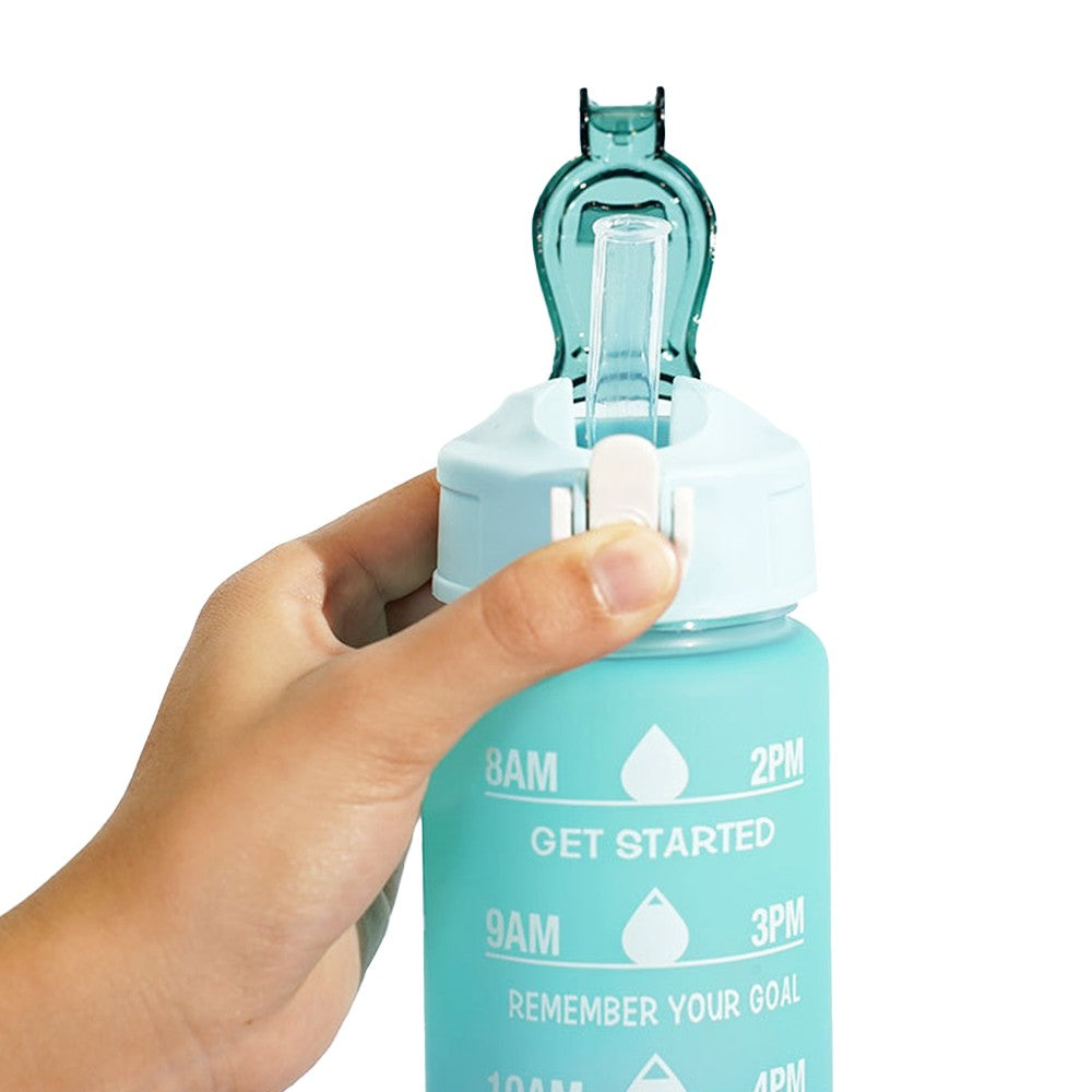 3-Piece Transparent Motivational Water Bottles with Time Markings - Purple