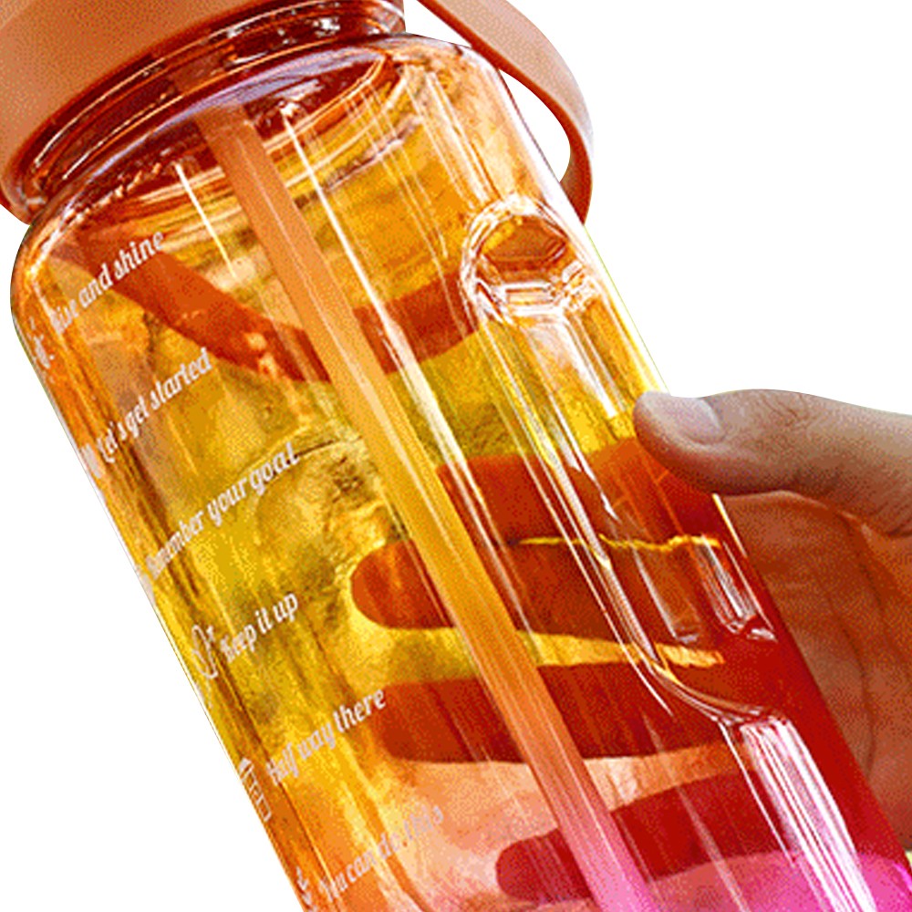 3-Piece Transparent Motivational Water Bottles with Time Markings - Rose red