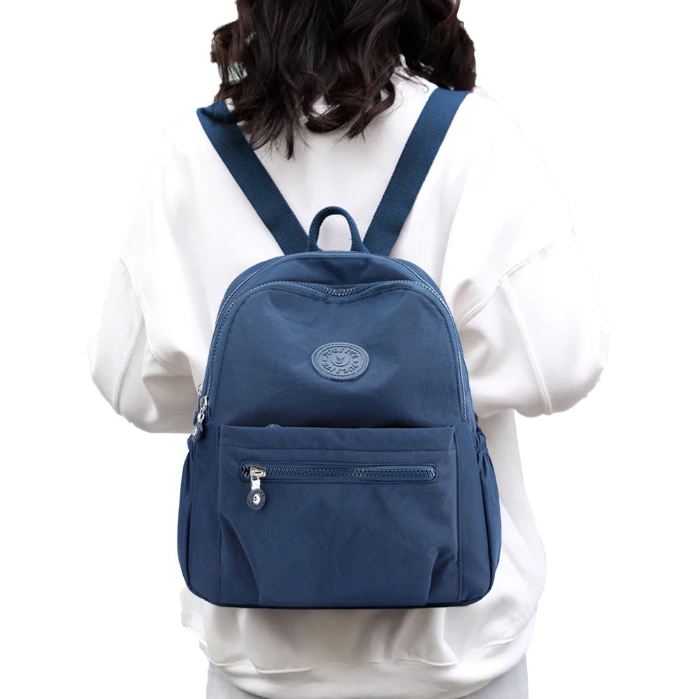 Womens Backpacks Oxford Cloth Shopping Backpack - Dark Blue