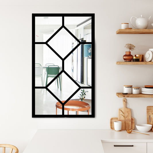 Self-adhesive Acrylic Wall Mirror Window Sticker Decals Removable Window Mirror Style 3 Black