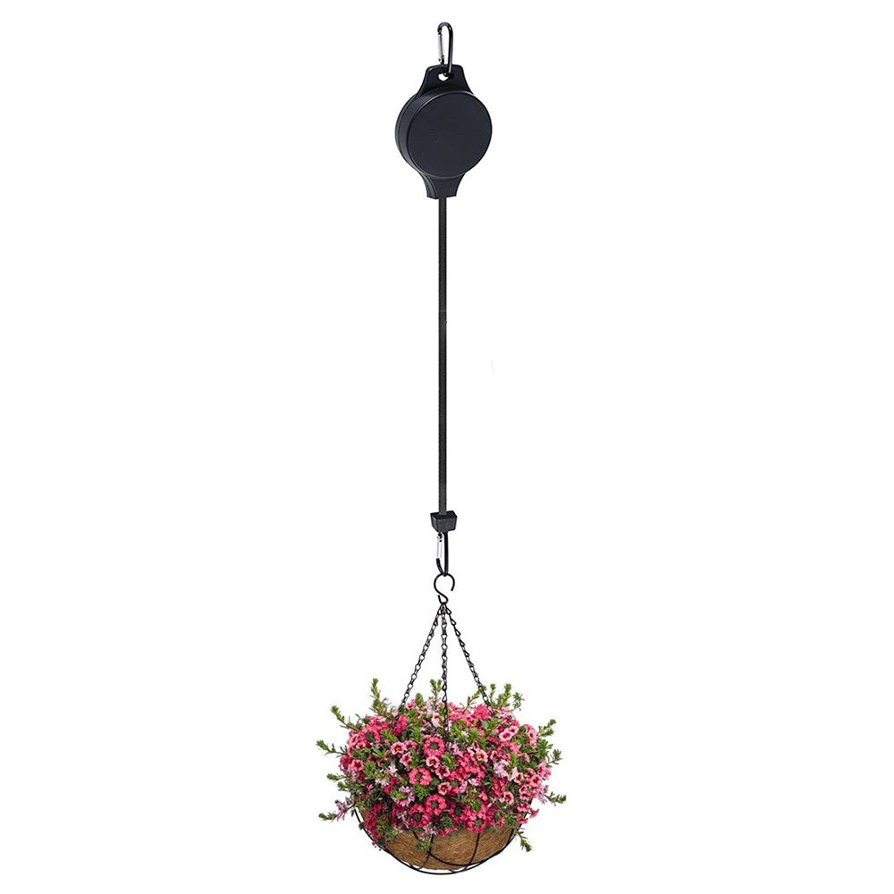2Pcs Retractable Plant Pulley Hanging Basket Hanger Pull Down Planter Hanger Hook Black