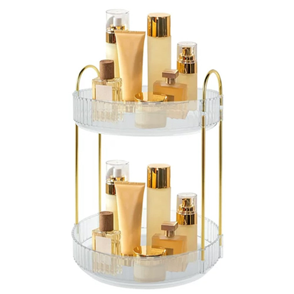 2-Tier Rotating Makeup Organizer Cosmetics Storage Spinning Holder Rack Clear