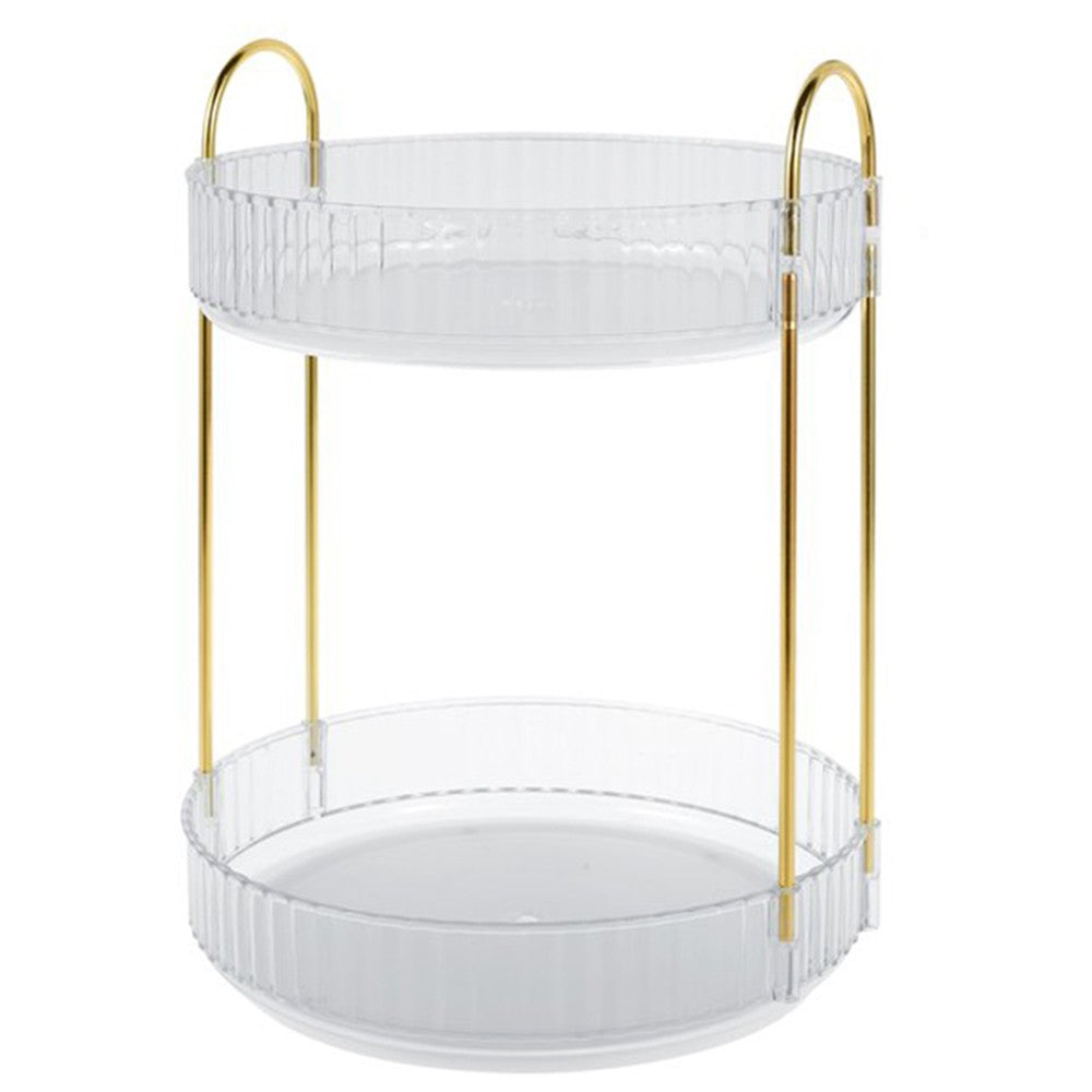 2-Tier Rotating Makeup Organizer Cosmetics Storage Spinning Holder Rack Clear