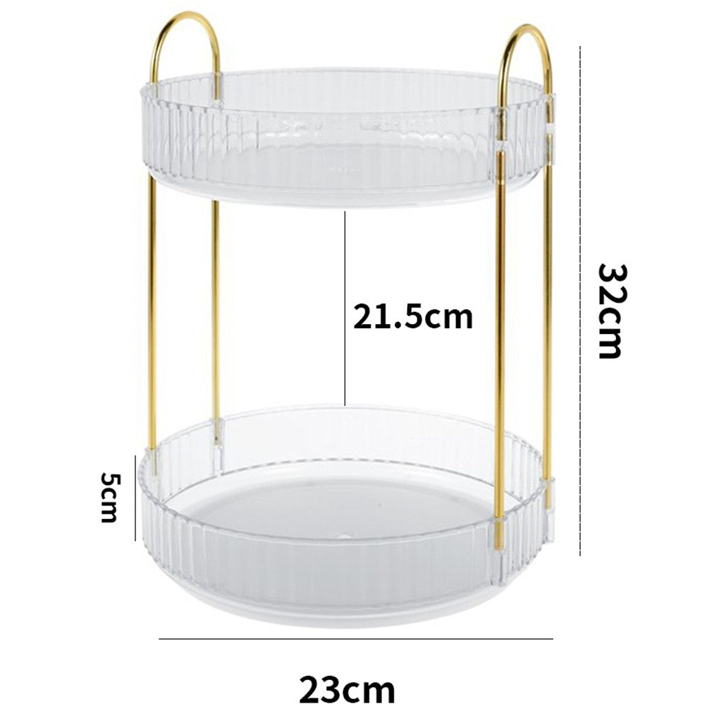 2-Tier Rotating Makeup Organizer Cosmetics Storage Spinning Holder Rack Clear