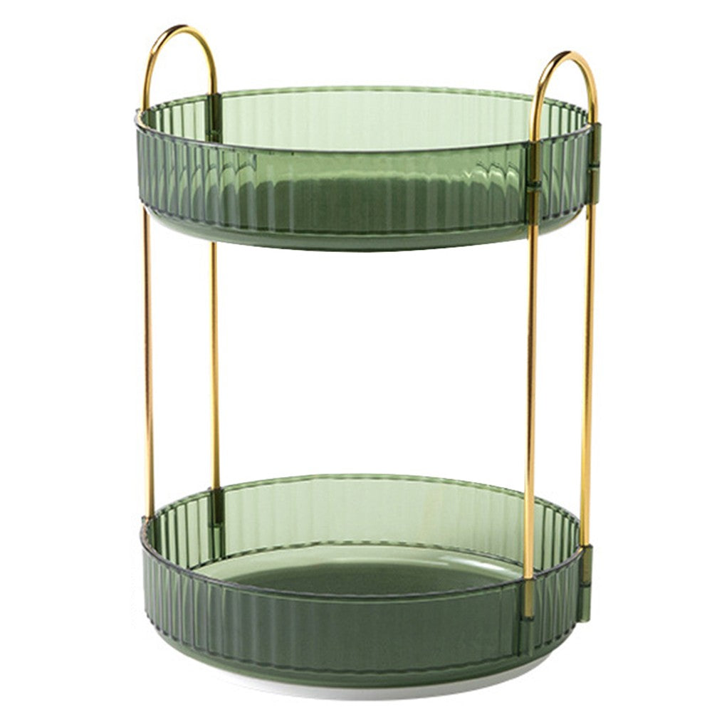2-Tier Rotating Makeup Organizer Cosmetics Storage Spinning Holder Rack Green