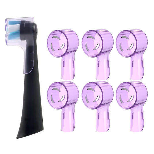 6Pcs Electric Toothbrush Head Dust Cover Compatible with Oral-B Round Head Toothbrushes Purple