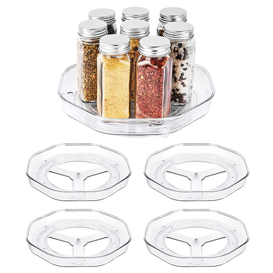 4Pcs Lazy Susan Turntable Kitchen Spice Holder Rotating Storage Tray Organizer