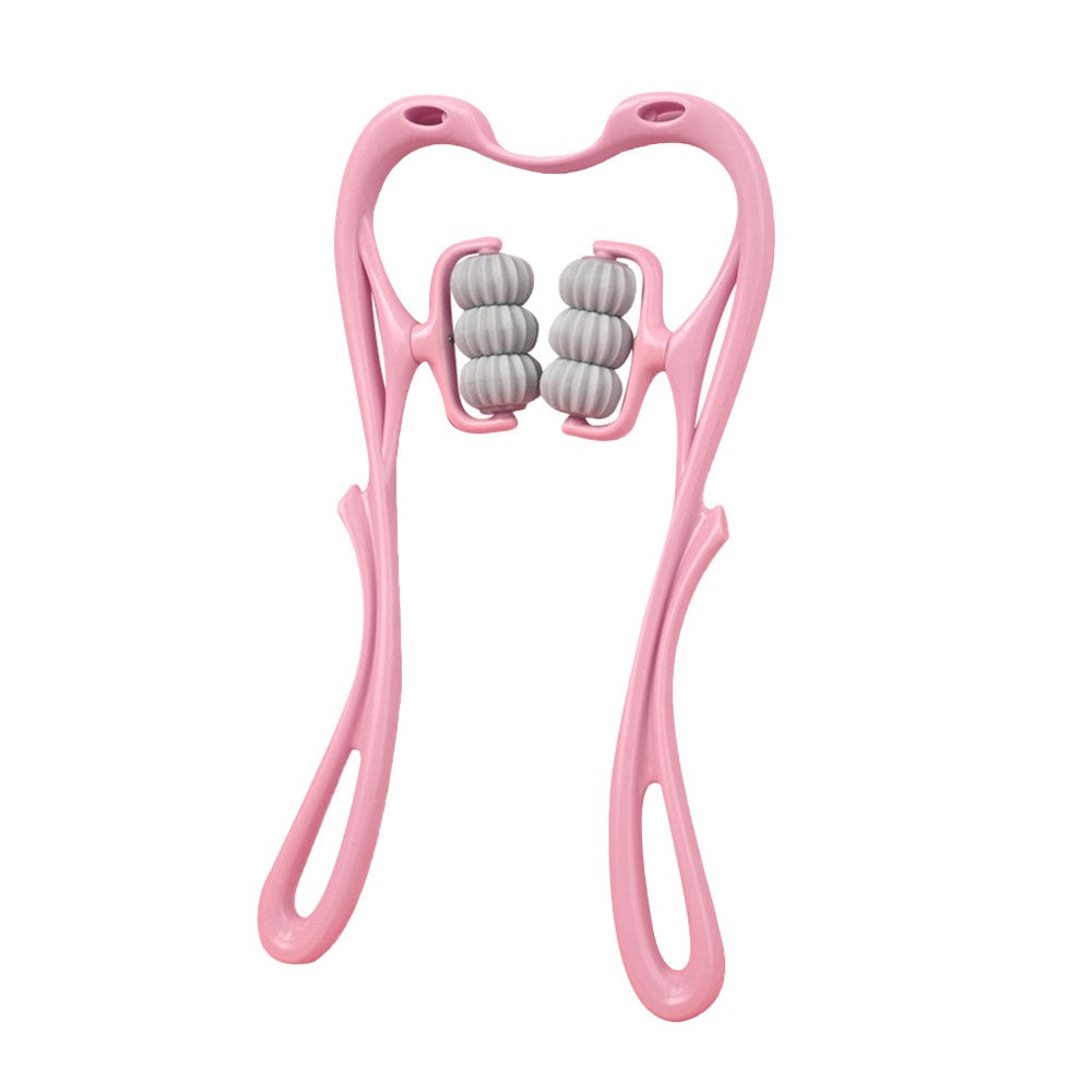 6-Roller Hand Neck Shoulder Massager Handheld Massager Pink