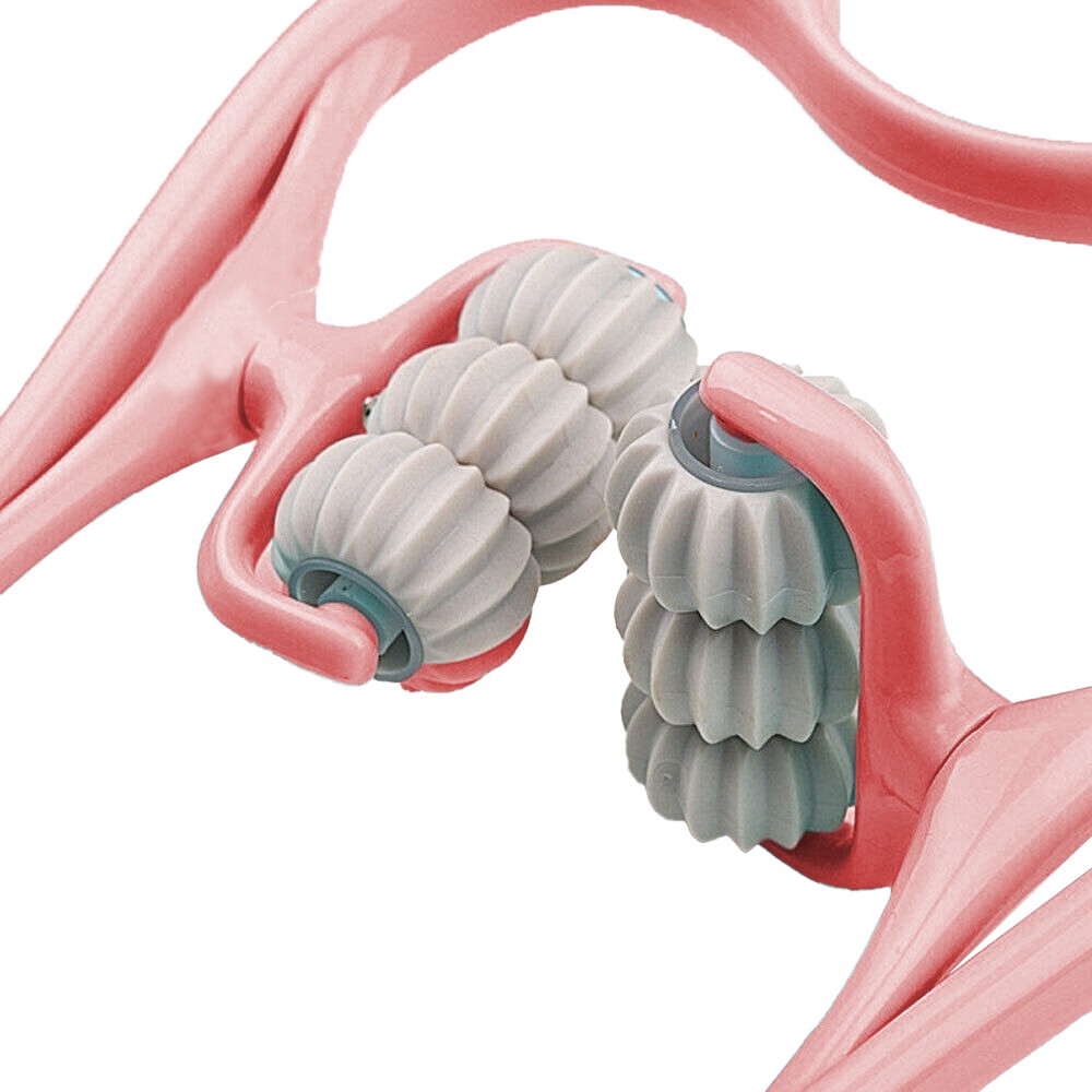 6-Roller Hand Neck Shoulder Massager Handheld Massager Pink