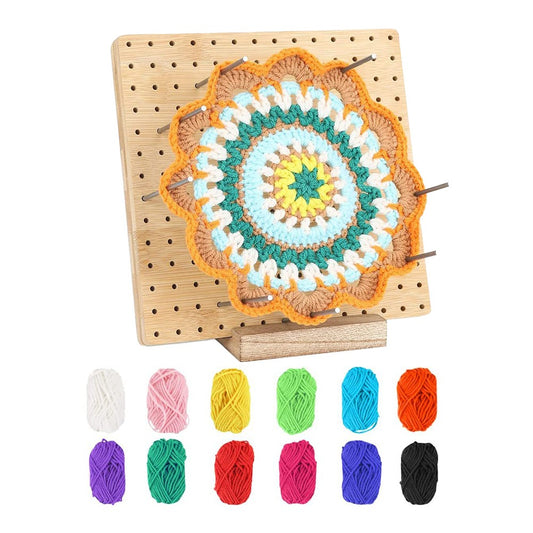 Crochet Blocking Board with 15 Rod Pins for Knitting and Crocheting Large Size