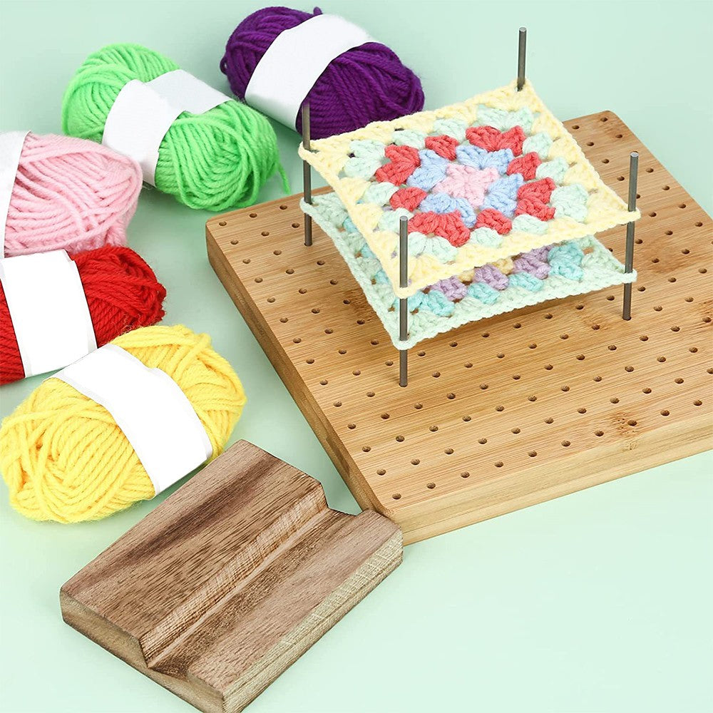 Crochet Blocking Board with 15 Rod Pins for Knitting and Crocheting Large Size