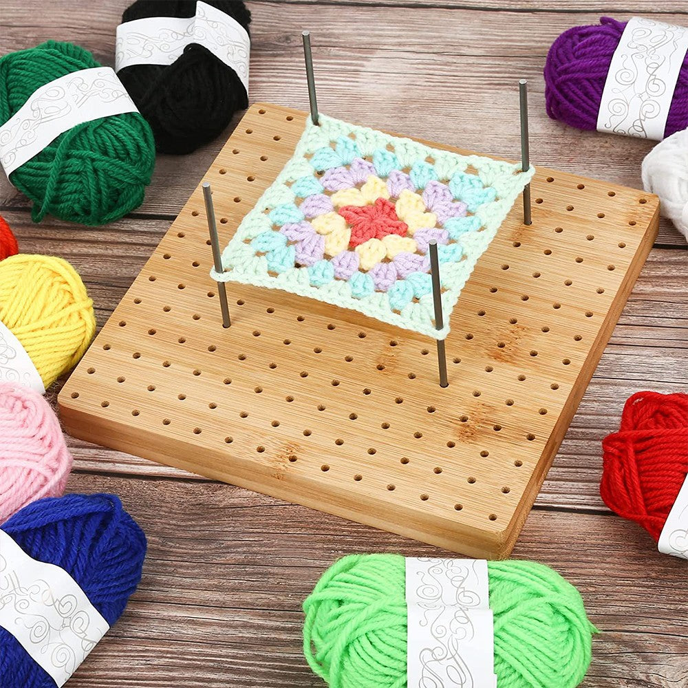 Crochet Blocking Board with 15 Rod Pins for Knitting and Crocheting Large Size