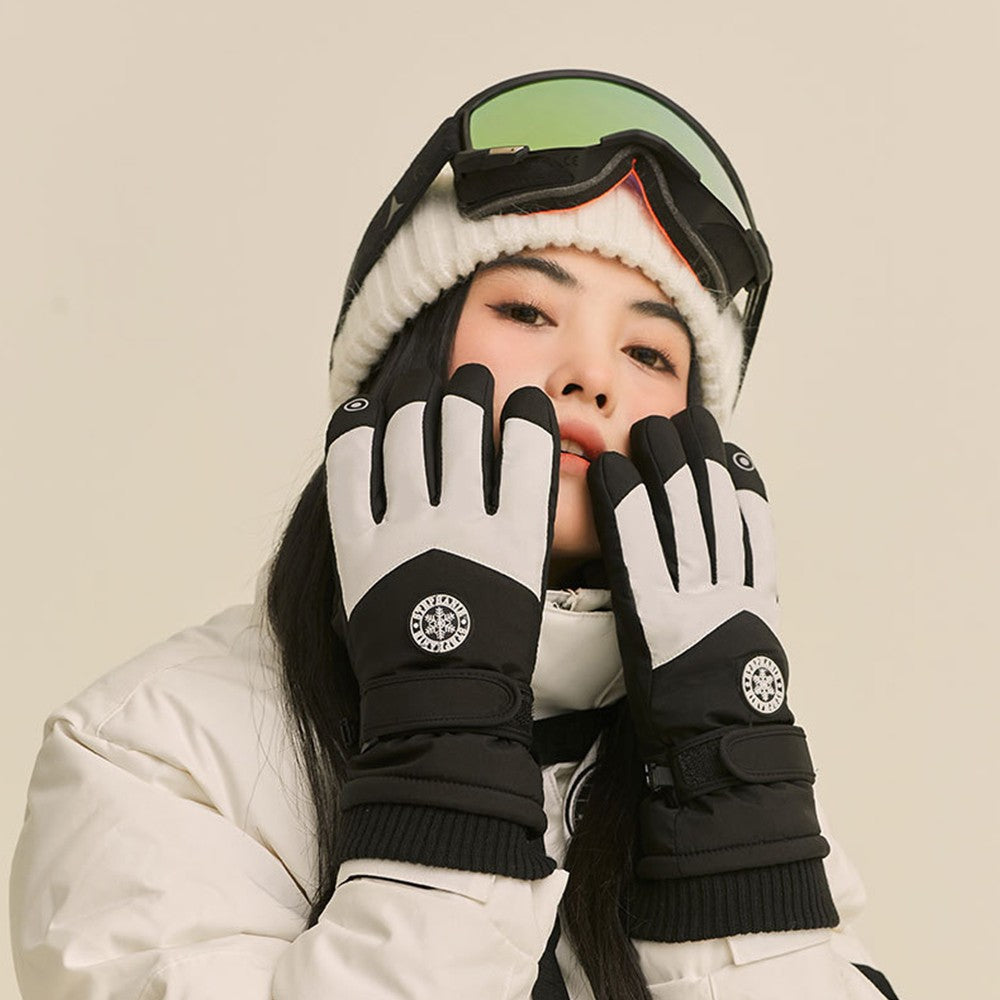 Womens Winter Warm Ski Gloves Touch Screen Snow Gloves Plush Riding Gloves Black
