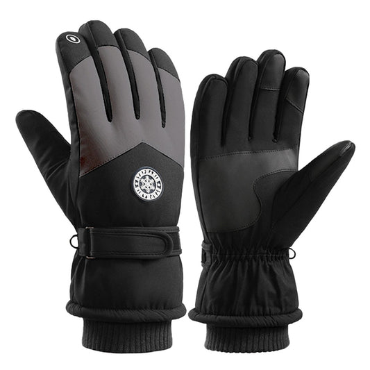 Mens Winter Warm Ski Gloves Touch Screen Snow Gloves Plush Riding Gloves Dark Grey