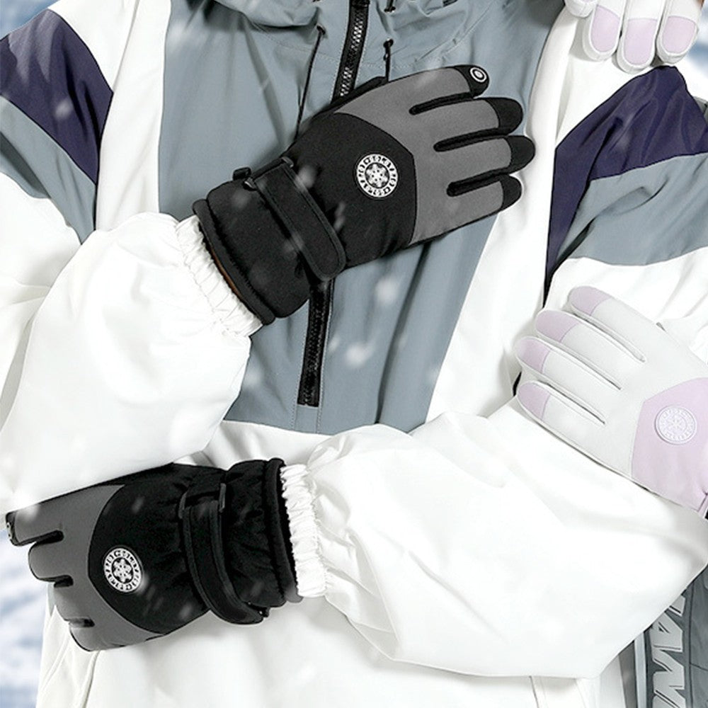 Mens Winter Warm Ski Gloves Touch Screen Snow Gloves Plush Riding Gloves Dark Grey
