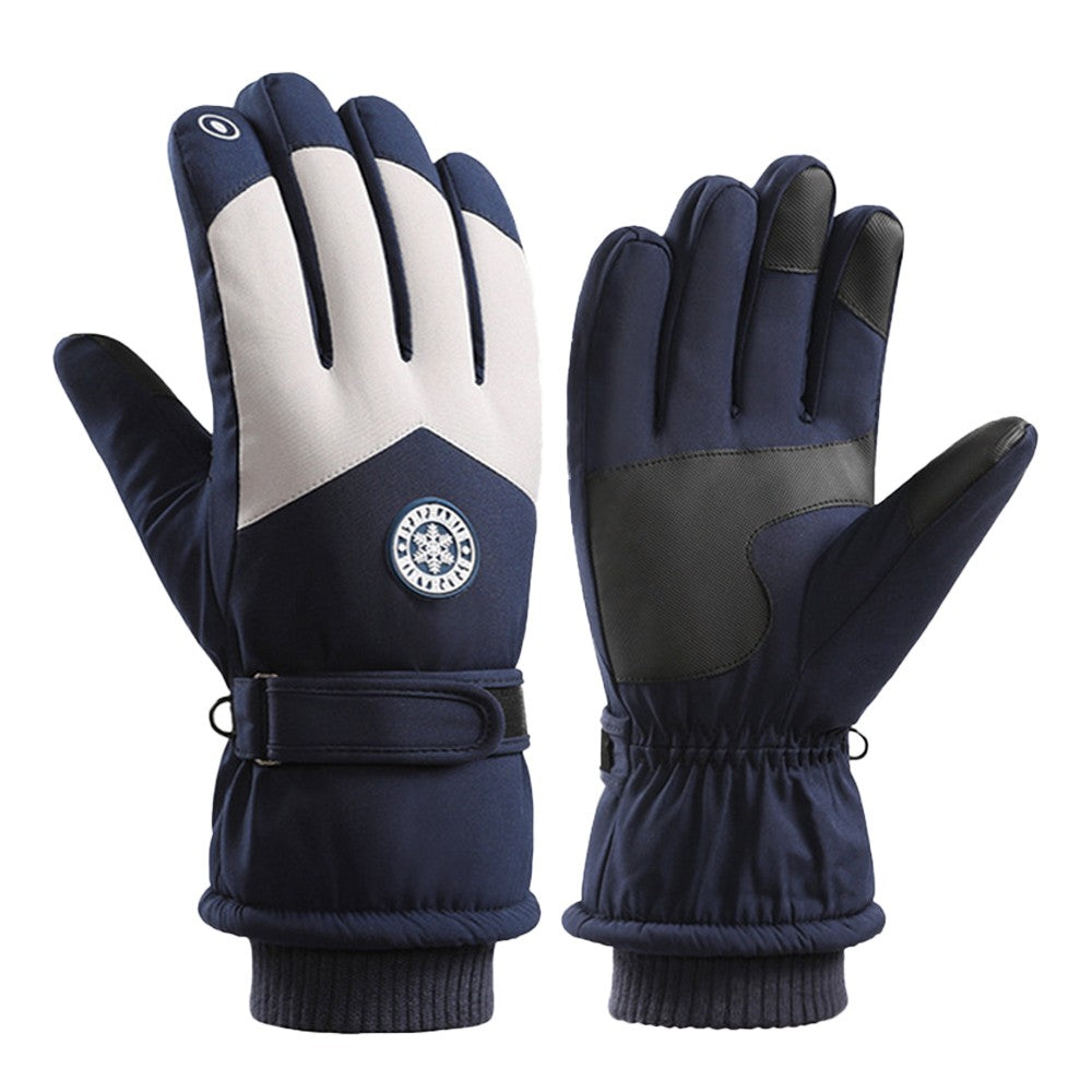 Mens Winter Warm Ski Gloves Touch Screen Snow Gloves Plush Riding Gloves Navy Blue