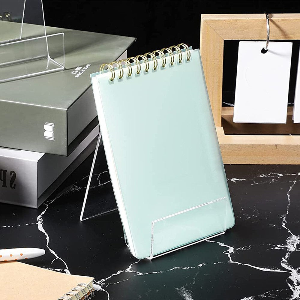 5Pcs Clear Acrylic Book Stand with Ledge Picture Display Easel CDs Phone Holder