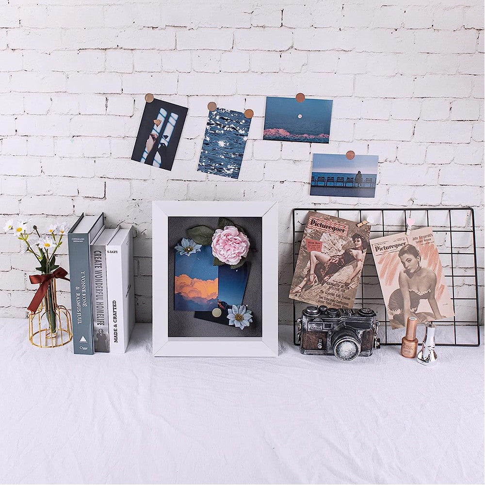 Rectangle Shadow Box Picture Frame 3D Display Case for Bouquets Pictures Medals