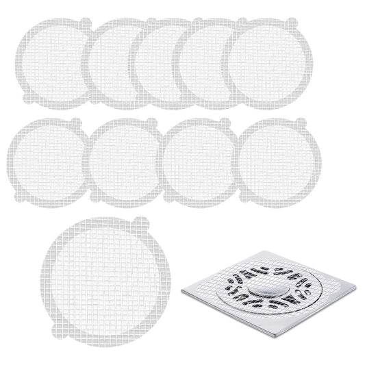10Pcs Round Disposable Drain Hair Catcher Self-adhesive Mesh Stickers for Shower Drain Cover
