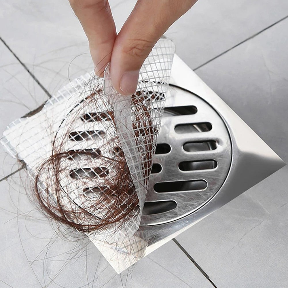 20Pcs Round Disposable Drain Hair Catcher Self-adhesive Mesh Stickers for Shower Drain Cover
