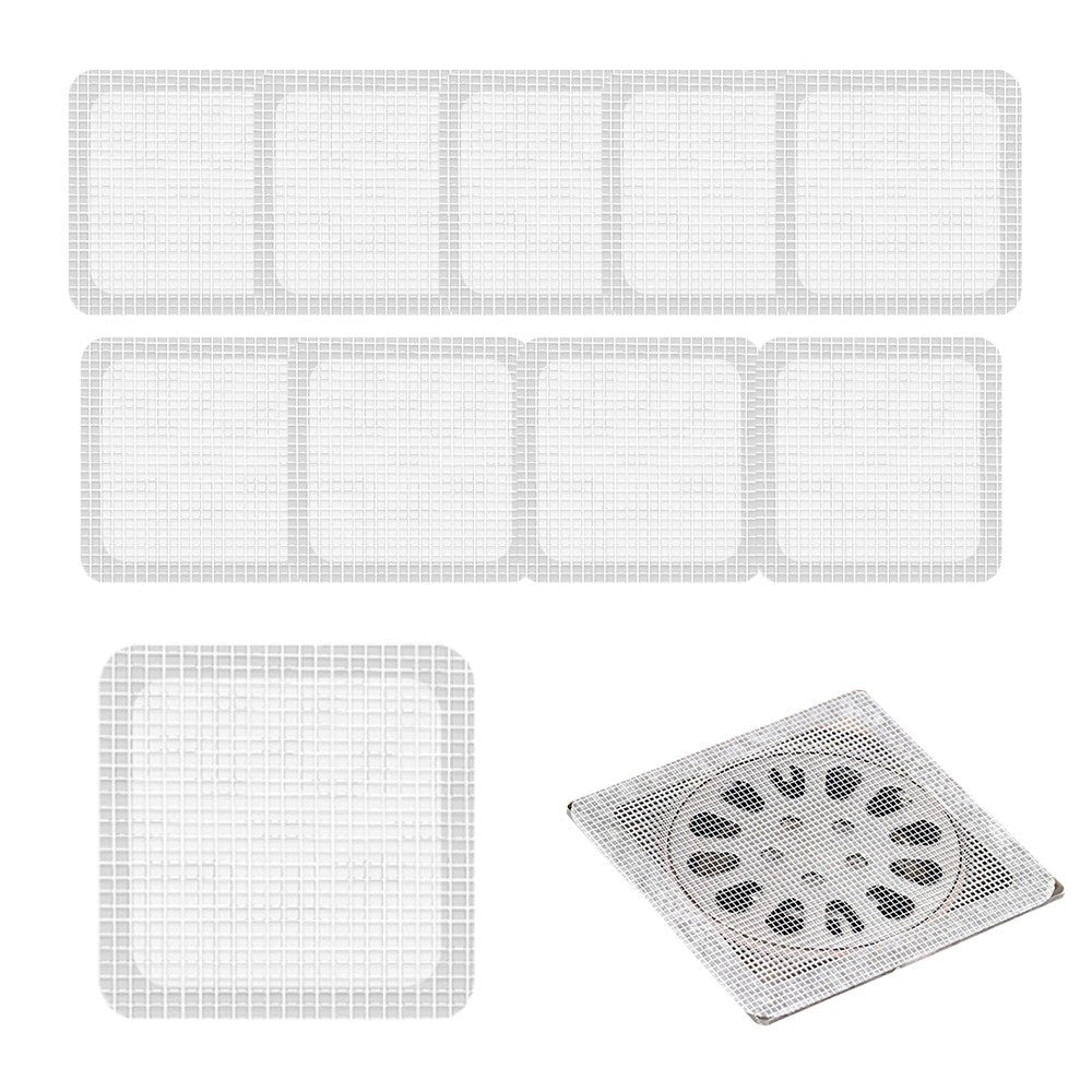 10Pcs Square Disposable Drain Hair Catcher Self-adhesive Mesh Stickers for Shower Drain Cover