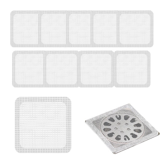 10Pcs Square Disposable Drain Hair Catcher Self-adhesive Mesh Stickers for Shower Drain Cover