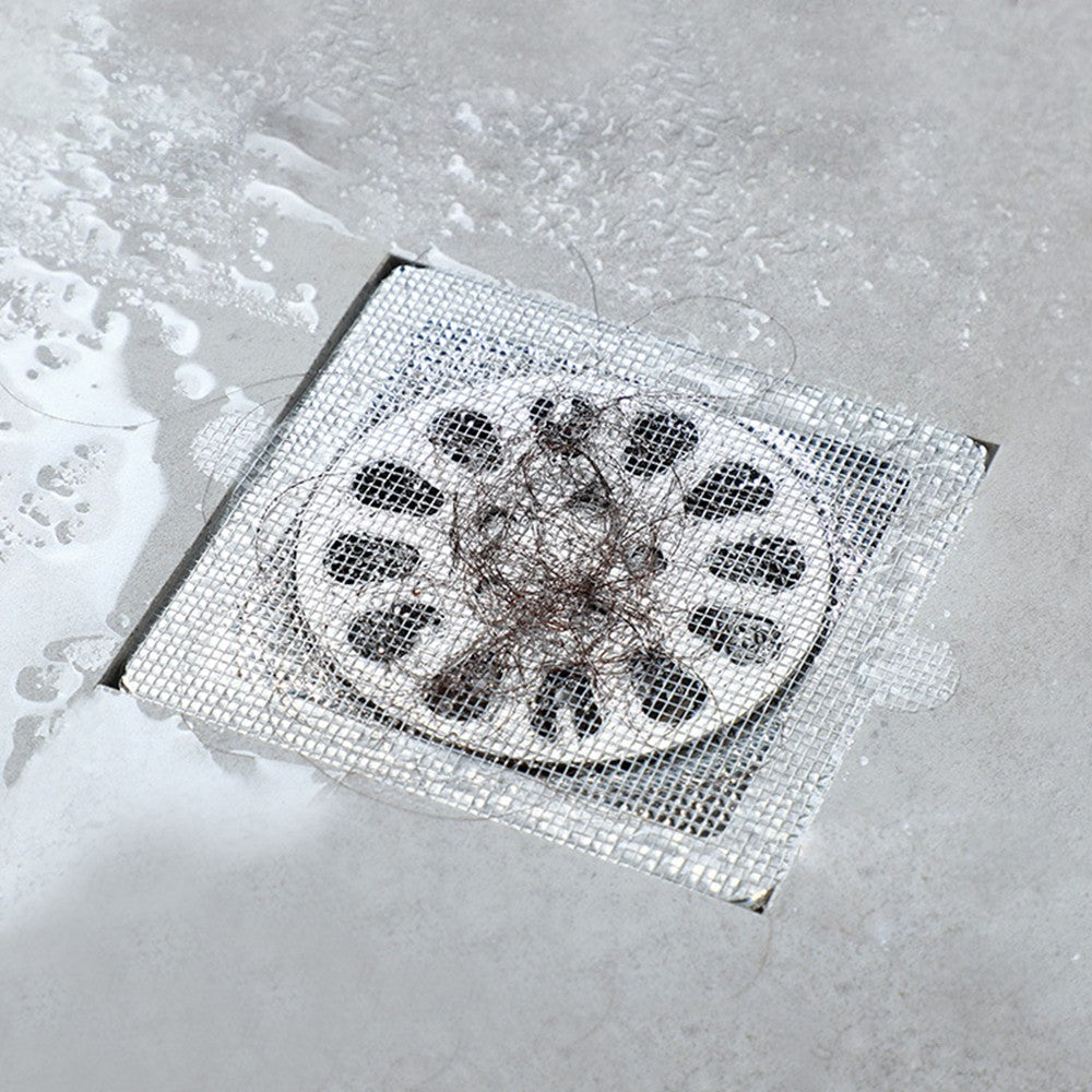 20Pcs Square Disposable Drain Hair Catcher Self-adhesive Mesh Stickers for Shower Drain Cover