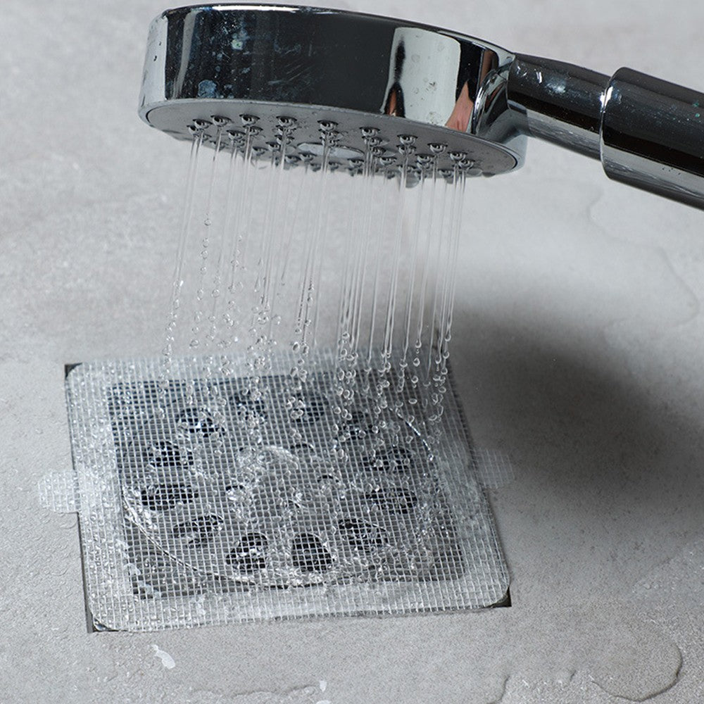 20Pcs Square Disposable Drain Hair Catcher Self-adhesive Mesh Stickers for Shower Drain Cover
