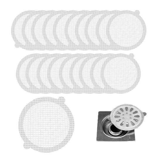 20Pcs Round Disposable Drain Hair Catcher Self-adhesive Mesh Stickers for Shower Drain Cover