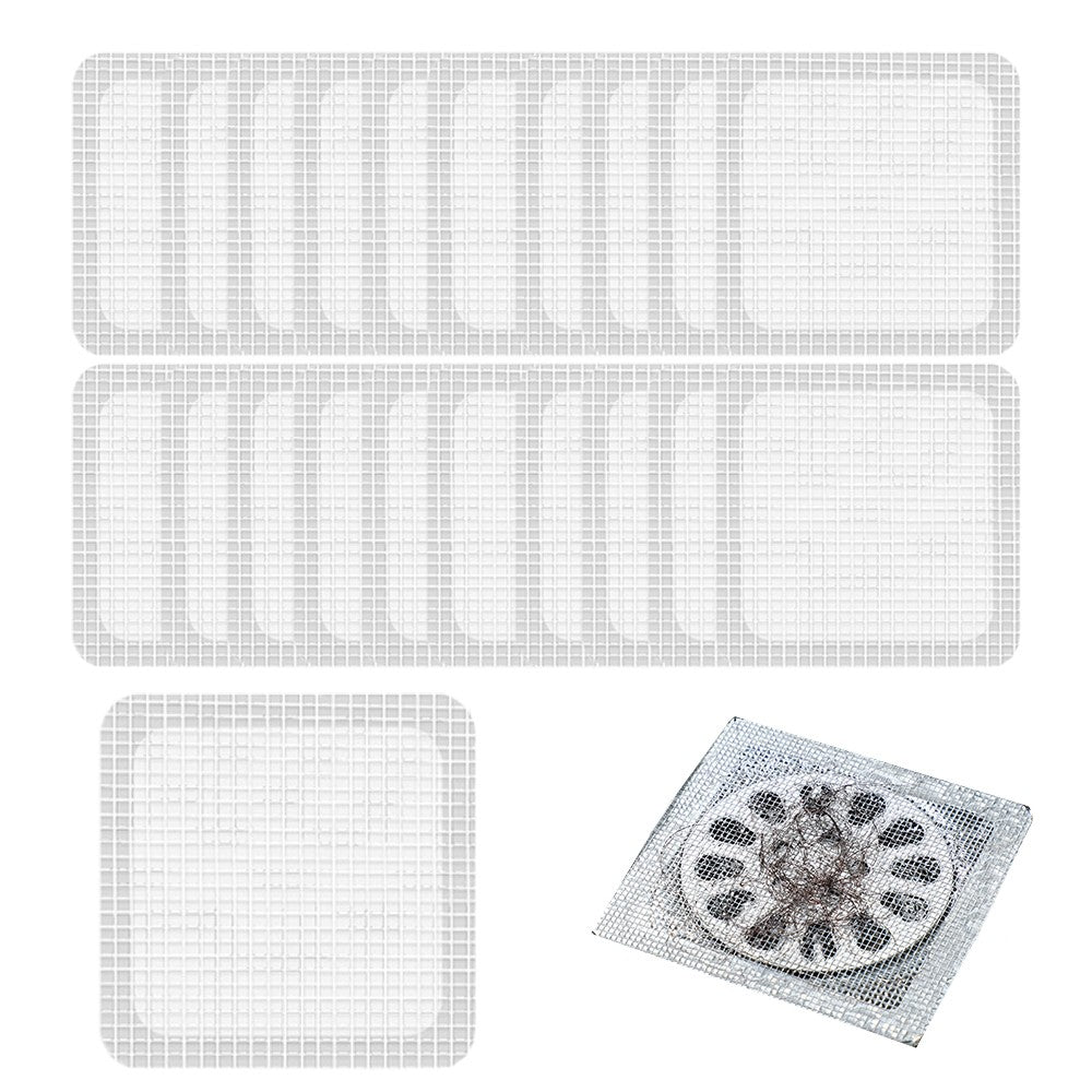 20Pcs Square Disposable Drain Hair Catcher Self-adhesive Mesh Stickers for Shower Drain Cover