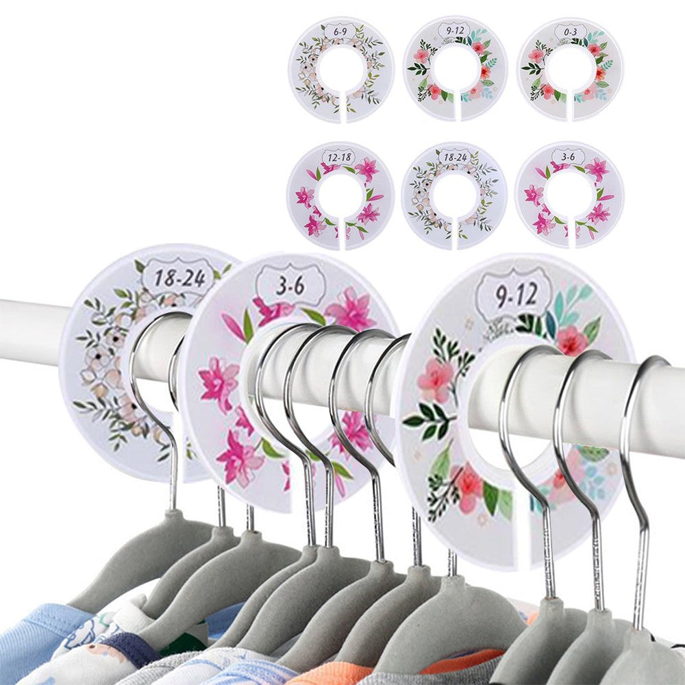 1 X Set of 6Pcs Unisex Round Closet Hangers Dividers Wardrobe Clothing Rack Size Dividers