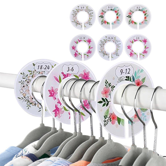 1 X Set of 6Pcs Unisex Round Closet Hangers Dividers Wardrobe Clothing Rack Size Dividers