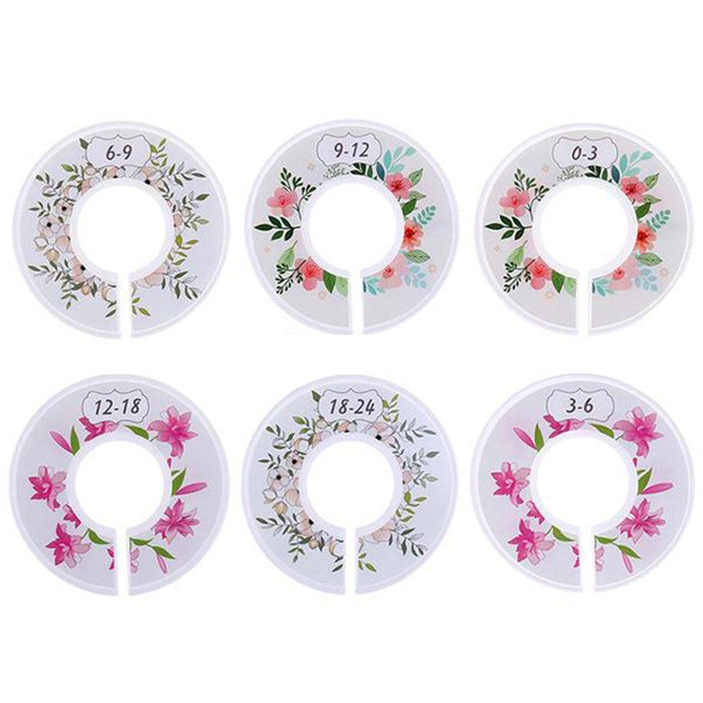 1 X Set of 6Pcs Unisex Round Closet Hangers Dividers Wardrobe Clothing Rack Size Dividers