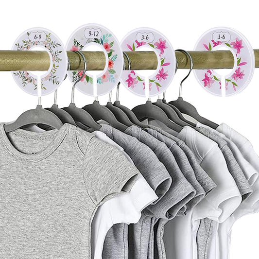 2 X Set of 6Pcs Unisex Round Closet Hangers Dividers Wardrobe Clothing Rack Size Dividers