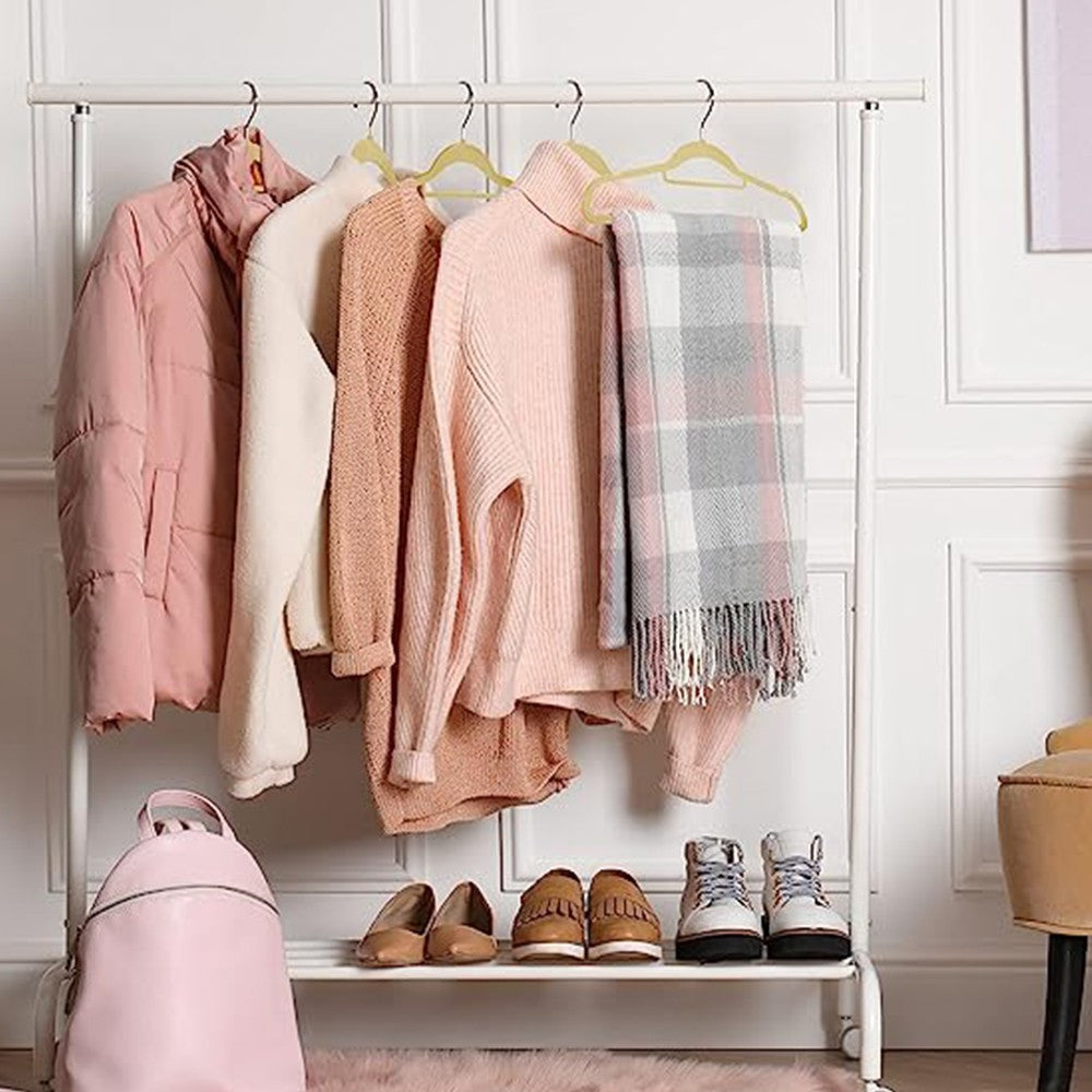 10Pcs Flocked Clothes Hanger Anti-Slip Coat Hanger with Swivel Hook Beige