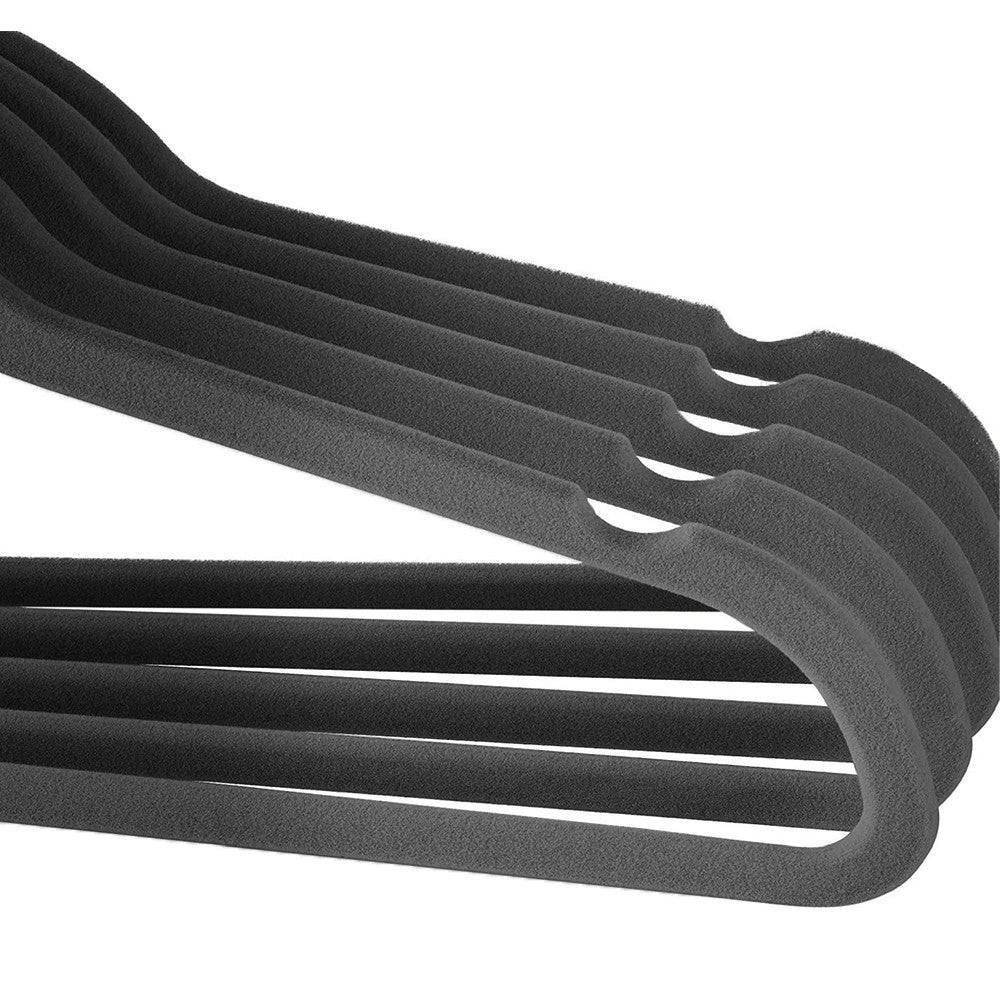 10Pcs Flocked Clothes Hanger Anti-Slip Coat Hanger with Swivel Hook Grey